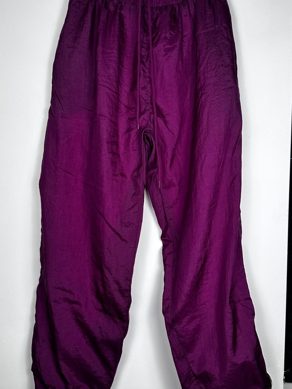 Vintage 90s Active Energy Purple Nylon Windbreaker Track Pants Size M Ankle Zip